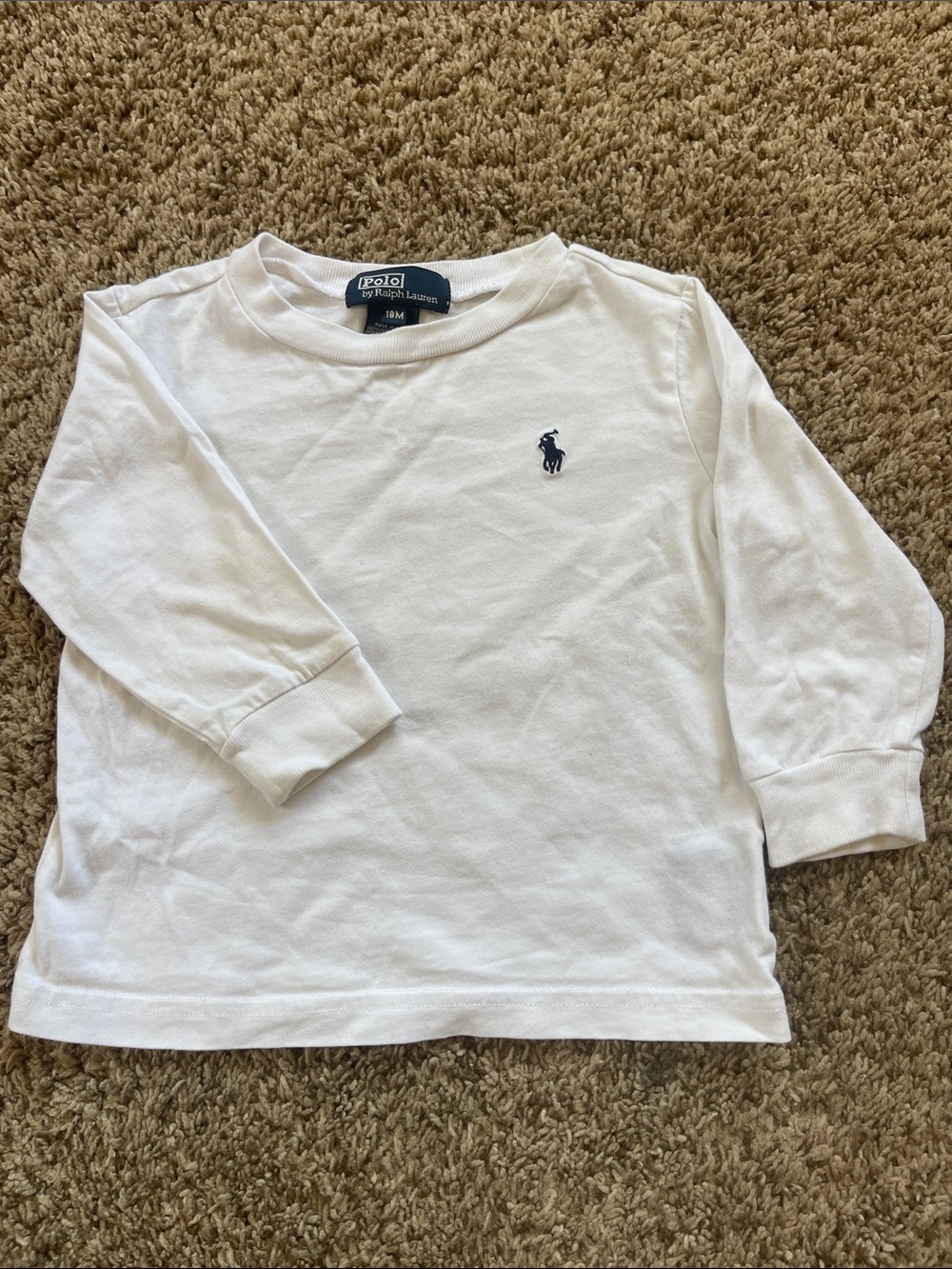 Polo by Ralph Lauren Kids Long-Sleeve Tee - White with Navy Polo | 18-24 months
